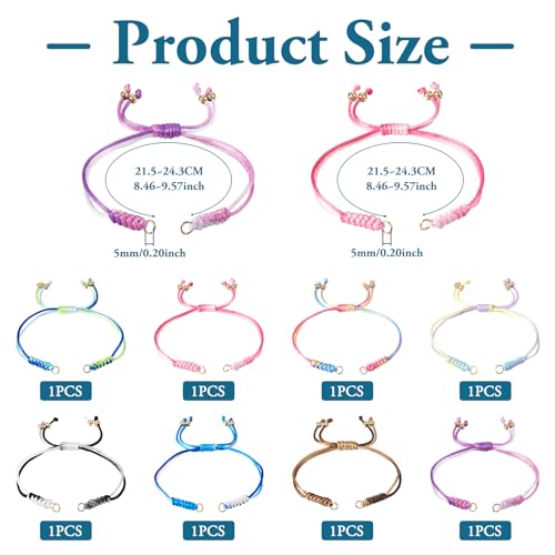 Adjustable Slider Bracelets Colorful Half Finished Bracelets Adjustable Beaded Bracelets DIY Friendship Bracelets for Women Jewelry Making Gifts Supplies - color: 8 Colors-Gradient