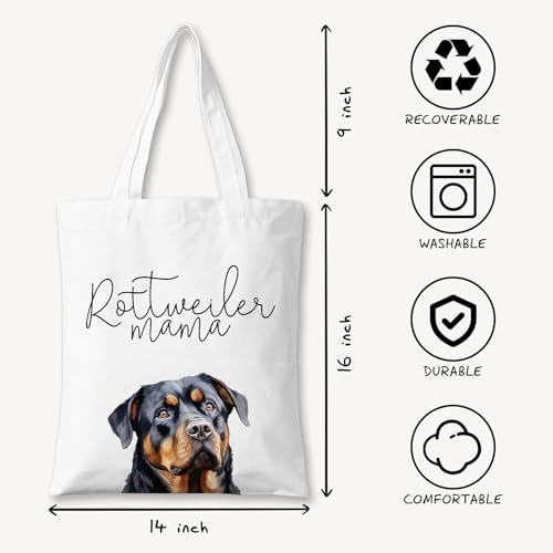 Dog Mama Canvas Tote Bag for Women, Dogs Lover Gift for Dog Mom, Birthday Christmas Cute Rottweiler Gifts For Women. - color: Rottweiler Mama (030)