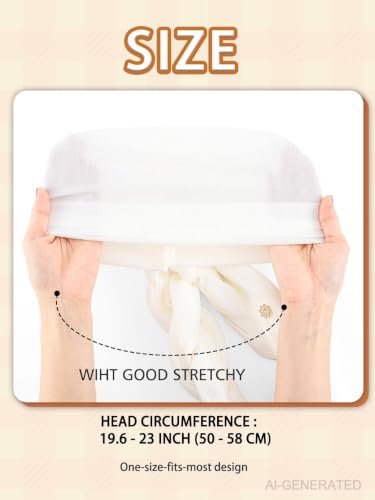 Woeoe Women African Turban Pre-Tied Twisted Beanie Cap Headwear Rhinestone Soft Stretchy Head Turbans - color: White