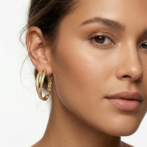 4 Pair Small Gold Hoop Earrings for Women Sensitive Ears - Hypoallergenic 14k Real Gold Plated Hoops Zirconia Cartilage Huggie Earrings Set Helix Piercing Earring Gold Jewelry for Women Gift - color: 1945 Hoop Gold