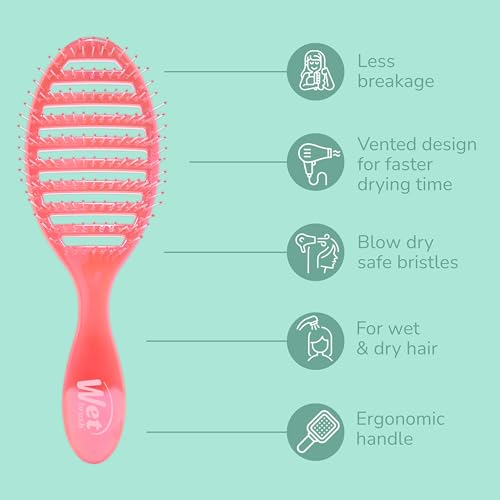 Wet Brush Speed Dry Hair Brush, Blow Dry Safe Bristles & Vented Design For Faster Drying Time, Ergonomic Handle, Reduces Breakage & Detangles All Hair Types, Limited Edition Prismatic Glow Pink - color: Prismatic Glow Pink, size: 1 Count (Pack of 1)