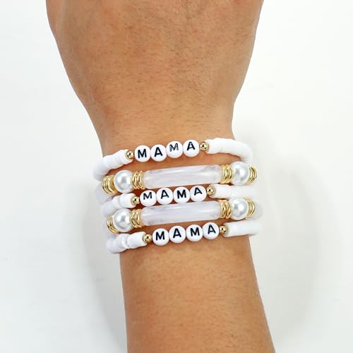 Elegance 11 designs colorful bracelets for women Surfer Thick Tube Heishi Summer Beach Beaded Stackable Boho Stretch Bracelets - color: Mother