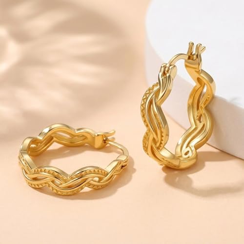 14K Gold Hoop Earrings for Women Hypoallergenic Lightweight Gold Huggie Hoop Earring Jewelry Gift - style: E01-20MM