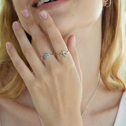 Boma Jewelry Sterling Silver Bali Style Boho Tribal Lotus Blossom Flower Ring