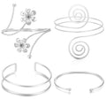 YVVLEE 4PCS Gold Silver Arm Cuff Jewelry for Women Upper Arm Cuff Bangle Band Armlet Adjustable Minimalist Coil Arm Armband Set - color: D