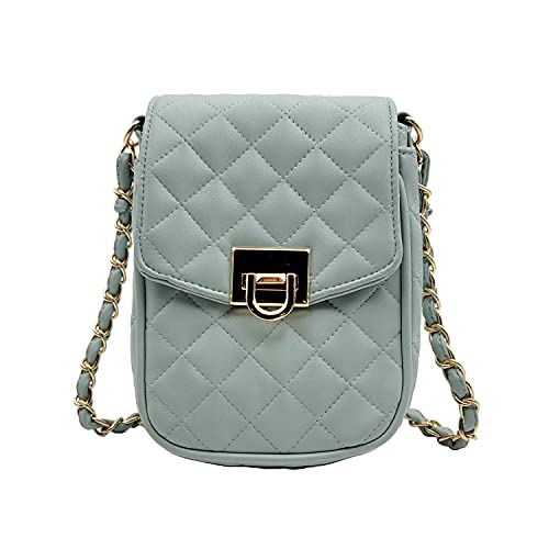 Phone Crossbody Bags for Women Small Vegan Leather Mini Shoulder Wallet Card Quilted Purse - color: A - Mint & Gold