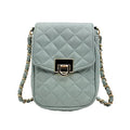 Phone Crossbody Bags for Women Small Vegan Leather Mini Shoulder Wallet Card Quilted Purse - color: A - Mint & Gold
