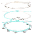 Waterproof String Anklets Cute Beaded Ankle Bracelets Beach Wave Anklet Stainless Steel Coin Boho Ankle Jewelry for Women - color: White