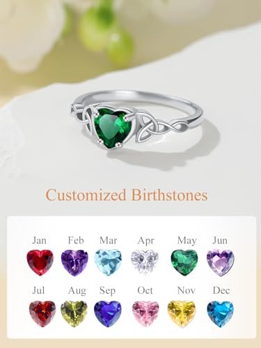 Custom4U Personalized 1-4 Birthstone Rings for Women Promise Rings for Her Sterling Silver Mothers Ring Customized Cubic Zirconia Stones Wedding/Valentine's Day/Mother's Day Jewelry Gift for Mom Wife - color: D-celtic Knot-silver