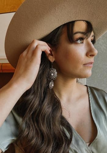 Rustic Couture's Western Earrings for Women Cowgirl Country Concho Dangling Western Statement Jewelry - color: H-White