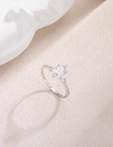 EAMTI 2CT Engagement Rings Pear Cut Wedding Teardrop Bridal Halo Nature Inspired Rings Cubic Zirconia Promise Bands for Women 3-11 - color: Brass-Silver