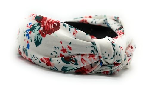 Fall Headbands for Women Satin OFF-White Rose Floral Warable All Day, Colorful, Silk Feel, Autumn Womens Knotted Headband Fashion Designer Top Knot Hair Head Band Girls - color: Off White