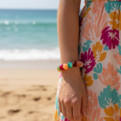 Chunky Beaded Bracelets for Women Boho Multicolor Acrylic Resin Beads Bracelet Adjustable Statement Bracelet Summer Beaded Jewelry - color: Beads bracelet-colorful
