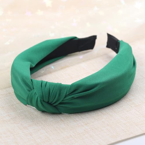 Green Knotted Headbands for Women Wide Knot Hair Bands Girls Hair Accessories for Christmas Birthday Party Supplies - color: Green