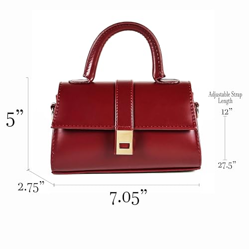 MOON CANTA Mini Crossbody Bag for Women – Small Faux Leather Shoulder Purse with Gold Lock, Elegant Design for Daily Use - color: Burgundy