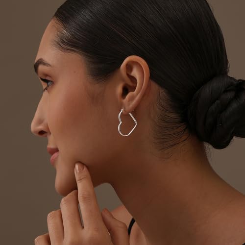 LeCalla 925 Sterling Silver Heart Hoop Earrings for Women | Love Theme Heart Shaped Hoop Earring | Womens Italian Love Heart Earrings Hoops - color: Love Heart Hoop