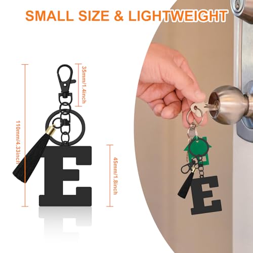 Oubaka Initial Monogram A-Z Keychain for Women, Cute Initial Letter Keychain with Tassel for Handbag Car Key Bag Keyring - color: Black-e