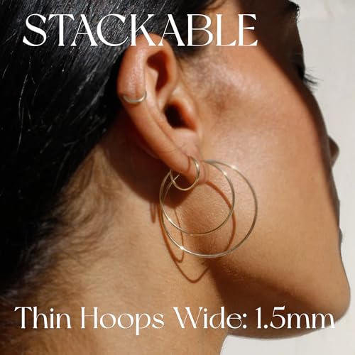 Senteria 925 Sterling Silver Hoop Earrings for Women Hypoallergenic Endless Silver Thin Hoop Earrings for women Lightweight Large Big Endless Thin Hoops Earring 30/40/50/60/70mm - color: 40mm Silver
