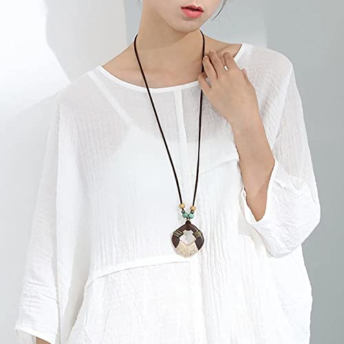 Brown Wooden Choker Chunky Pendant Necklaces for women - color: ET-SUBY-O4I6