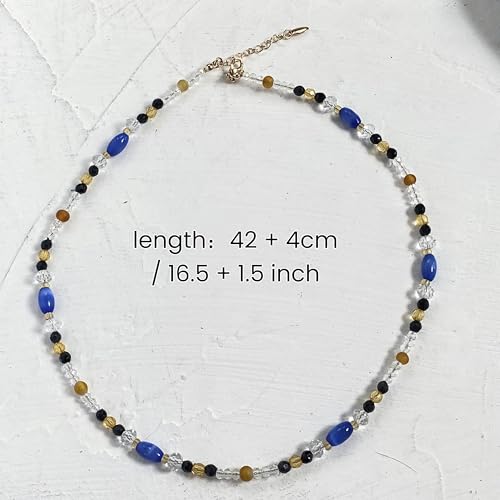 Women's Strand Necklaces 18 Inch Colorful Resin Stone Beaded Boho Necklace Hippie Jewelry for Women, Bohemian Layered Style Necklace with Gift Box for Wedding, Music Festival, Vacation, Date Night Jewelry