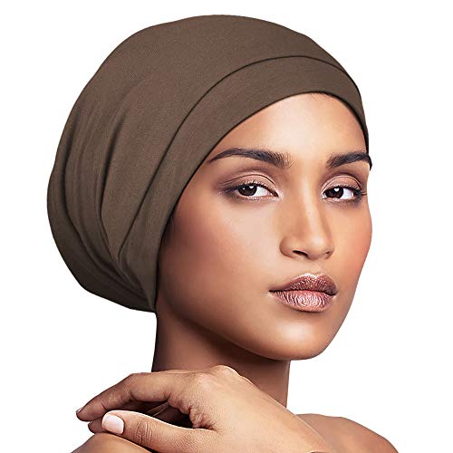 Alnorm Satin Lined Slouchy Cap Slouch Skullcap Fashion Sleeping Headwear Brown - color: Brown