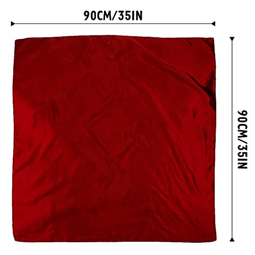 NZKNP Silk-Like Head Scarf - Women's Bandana Wraps - color: 14-red, size: 35"*35"