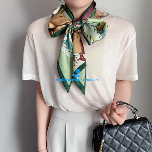 Hair Head Neck Bag Long Scarf Versatile Wrap for Women Soft & Lightweight for Everyday Chic - color: 116 Horse Green 5.12 X 59 Inch