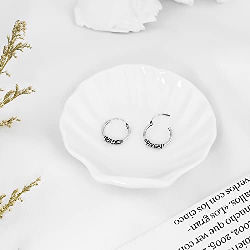 AeraVida Unique Bali Chic Tribal Coil and Ball Sterling Silver Hoop Earrings | Artistic Boho-Inspired Lightweight Jewelry for Women - style: Style2