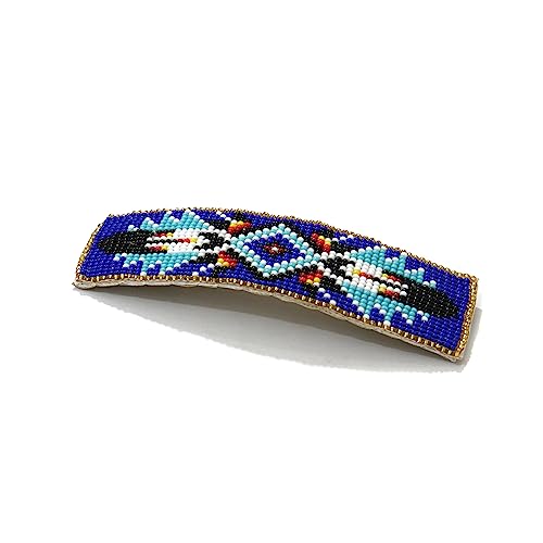 Beaded Hair Clips Native American Style Handmade Collection (Blue) - color: Blue