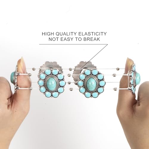 Turquoise Beaded Stretch Bracelets Bohemian Stackable Bracelets Y2K Summer Beach Bracelets Jewelry for Women - color: Silve-D
