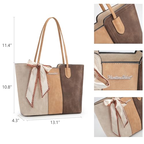 Montana West Tote Bags for Women Top Handle Satchel Purses - color: Three Chocolate
