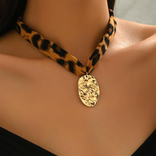 Scarf Necklace with Charm Gold Starfish Chunky Cross Heart Flower Pendants Bandana Charm Necklace Western Scarf for Women Boho Cowgirl Country Cowboy Accessories Beach Vacation Vacation Outfits Jewelry - color: A5-Scarf Necklace With Pendant Charm