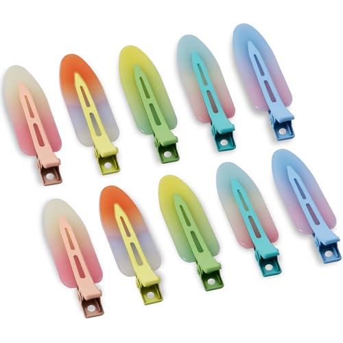10 Pcs Creaseless No Crease No Bend Flat Hair Clips For Styling Non Slip Makeup Clips For Women Salon Hairstyle,Assorted Blue Green Red - color: Assorted Blue Green Red