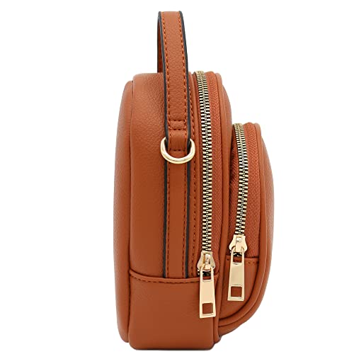 FashionPuzzle Two Compartment Mini Crossbody Bag | Two Compartment - color: Tan