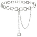 Women's Chain Belt Metal Waist Belt Chunky Belly Link Belt - color: 23025 Silver, size: S: 41.3 in