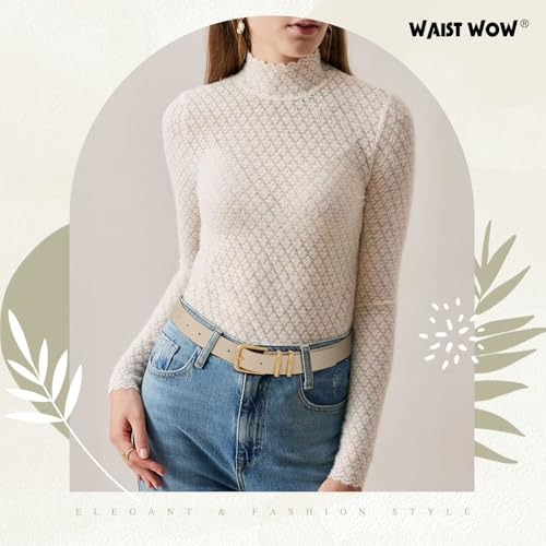 3 Pack Women's Belts for Jeans Pants Dresses Fashion Ladies Leather Waist Belt with Buckle Leather Belts - color: Black+coffee+beige(gold), size: Fit Waist Size 31-36in