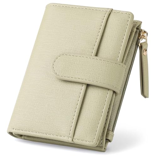 Small Wallet For Women RFID Blocking Soft Leather Bifold Compact Card Holder Women Wallet With Zipper Coin Pocket 1 ID Window,Green - color: Green