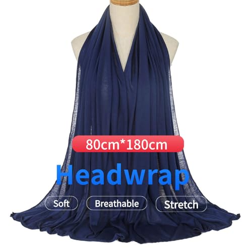 Harewom Head Wraps for Black Women Stretch Head Scarf Long African Hair Wraps Turban Headwraps Jersey Headbands - color: 1pcs -Navy Blue