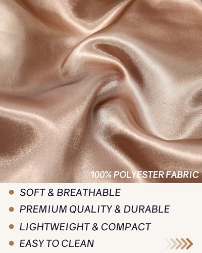 AWAYTR Long Satin Bonnet for Braids - Elastic Silk Hair Bonnets for Sleeping Night Cap Stretchy Tie Band for Women（Champagne） - color: Champagne
