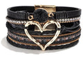 Long tiantian Leather Bracelets for Women Warp Bracelet Stackable Boho Layered Bracelet Chunky Heart Trendy Birthday Gifts for Her - color: A7:bracelet for woman