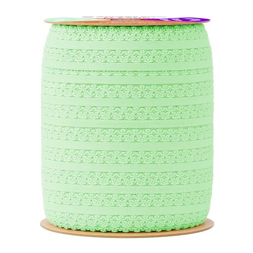 Mandala Crafts Mint Green Stretch Lace Soft Elastic Trim Roll - 55 Yards 1 Inch Wide Stretchy Frilly Picot Ribbon for Sewing Lingerie, Headbands, Underwear, and Crafts - color: Mint Green