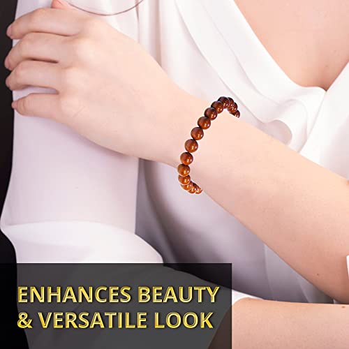 ANAYA AGATE Healing Crystal Bracelet for Women and Men – 8mm Round Beaded Bracelet for Men and Women – Unisex Stretchy Gemstone Bracelet for Healing and Protection - color: Red Jasper