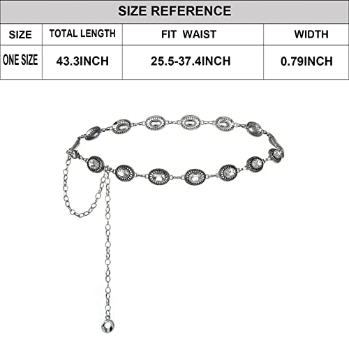 Luvatar Fashion Metal Waist Chain Belt Blouse Dress Sweater Chain Belt… - color: Silver-d2