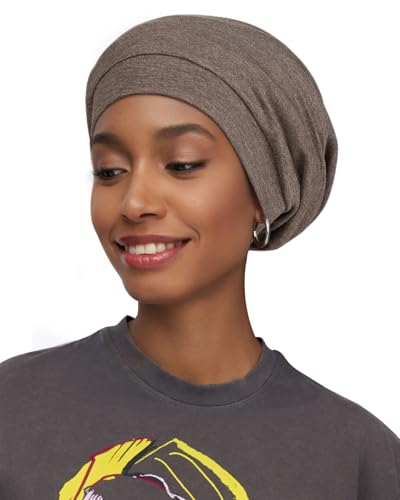 Alnorm Cozy Satin Lined Slouchy Beanie Cap with Soft Elastic Band for Women Hemp Camel - color: Hemp Camel