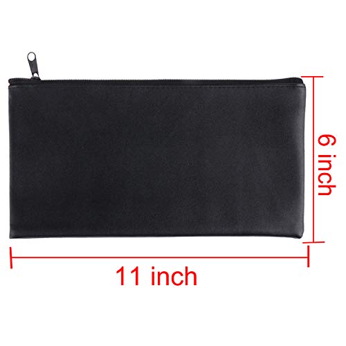 12 Pieces Bank Bag Money Pouch Security Bank Deposit Bag with Zipper for Cash Money, Check Wallet, Cosmetics, Tools 11x6 inch (Black +Blue) (Black) - color: Black