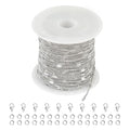 Kyutong 10M Stainless Steel Chain for Jewelry Making Thin Curb Silver Chains for Necklace Bracelet Making Supply Jewelry Findings - color: Flat Curb Silver