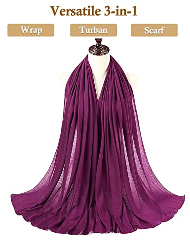 Nonbongoy Head Wraps for Black Women Stretch Headwraps Large Hair Wraps Hijab Scarves for Muslim Head Scarf Turban Headbands - color: 1-purple Red Headwrap