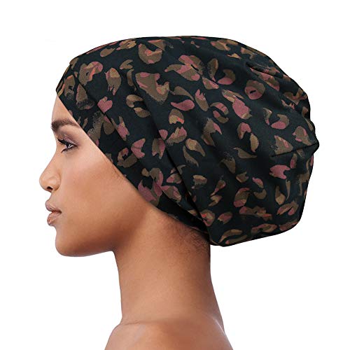 Alnorm Soft Satin Lined Beanie Cap for Men & Women Casual Turban - color: Brown Print