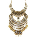 Vintage Engraved Bib Statement Necklace for Women Chunky Bohemian Ethnic Gypsy Choker Necklaces Jewelry
