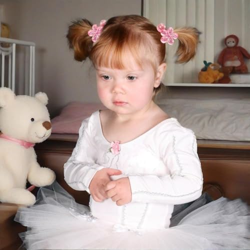 12PCS Ball Charm Hair Ties Colored Camellia Bead Rubber Band Bubble Hair Ties with Balls No Damage Ponytail Holders for Toddler Girls (Pink, Purple, Blue, Rose Red, Grey,Yellow) - color: Pink, Purple, Blue, Rose Red, Grey ,Yellow